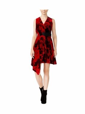 RACHEL Rachel Roy Red Velvet Asymmetrical Dress